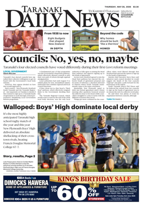 Cover of Taranaki Daily News
