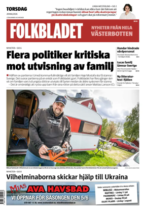 Cover of Folkbladet Vasterbotten