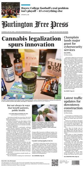 Cover of Burlington Free Press