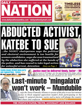 Cover of Daily Nation Newspaper