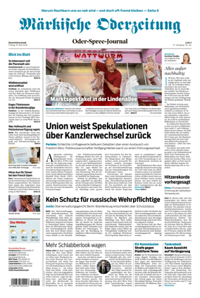 Cover of Markische Oderzeitung Eisenhuttenstadt