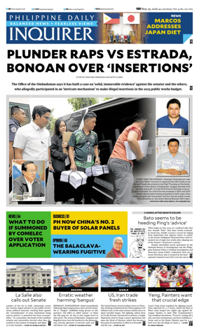 Cover of Philippine Daily Inquirer