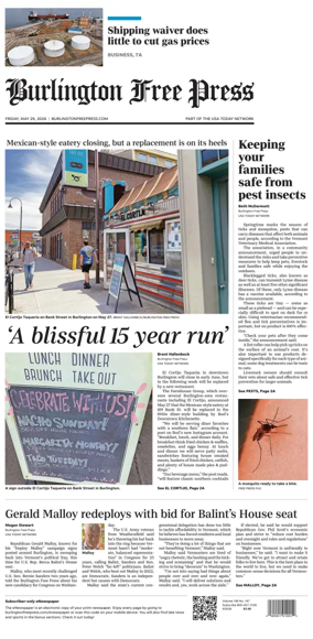 Cover of Burlington Free Press