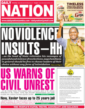 Cover of Daily Nation Newspaper