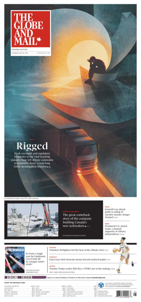Cover of The Globe and Mail (Ontario Edition)