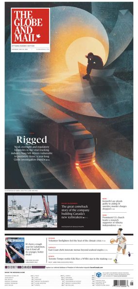 Cover of The Globe and Mail (Ottawa/Quebec Edition)