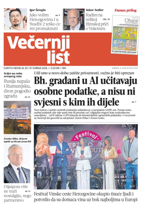 Cover of Vecernji list BiH