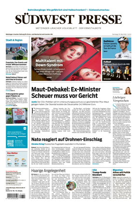 Cover of Sudwest Presse - Metzinger Uracher Volksblatt - Der Ermstalbote