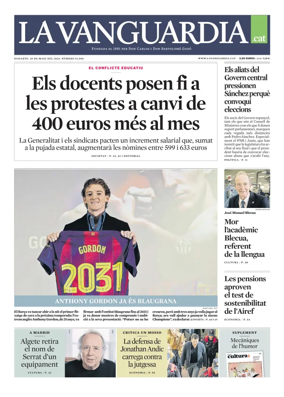 Cover of La Vanguardia (Catala)