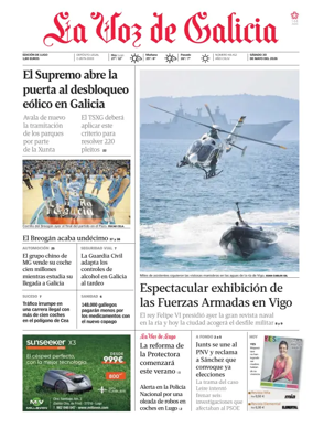 Cover of La Voz de Galicia (Lugo)