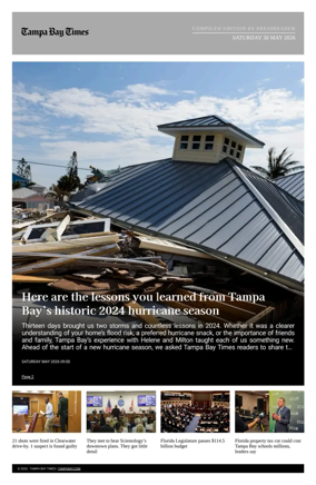 Cover of Tampa Bay Times TFP
