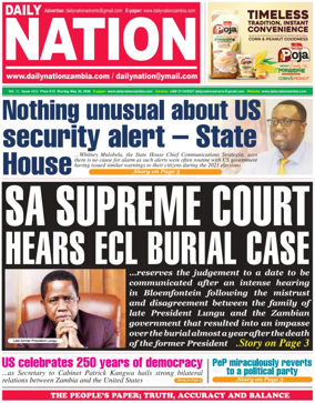 Cover of Daily Nation Newspaper