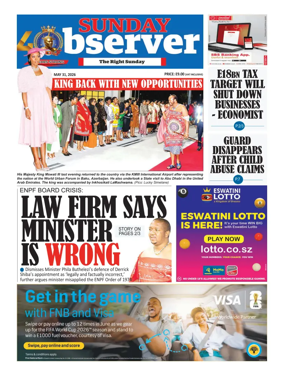 Cover of Sunday Observer (Eswatini)