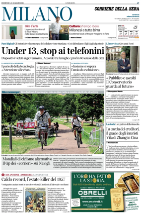 Cover of Corriere della Sera (Milano)