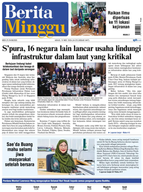 Cover of Berita Minggu-Singapore