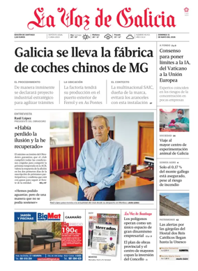 Cover of La Voz de Galicia (Santiago)
