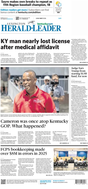 Cover of Lexington Herald-Leader (Sunday)
