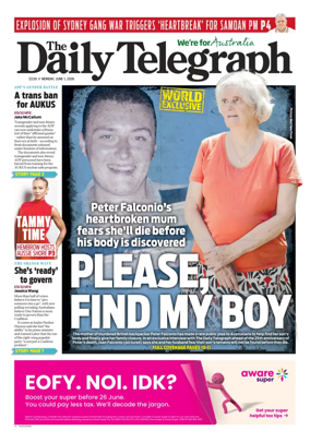 Cover of The Daily Telegraph (Sydney)