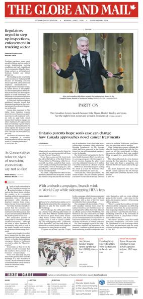 Cover of The Globe and Mail (Ottawa/Quebec Edition)