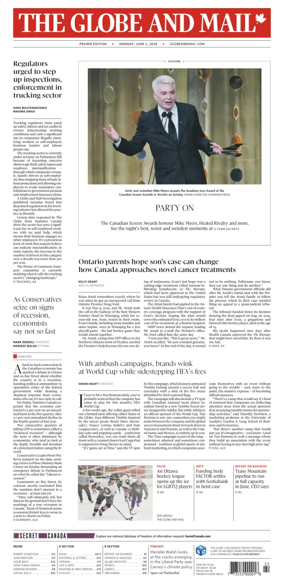 Cover of The Globe and Mail (Prairie Edition)