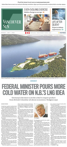 Cover of Vancouver Sun