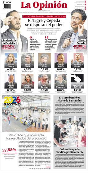 Cover of La Opinion