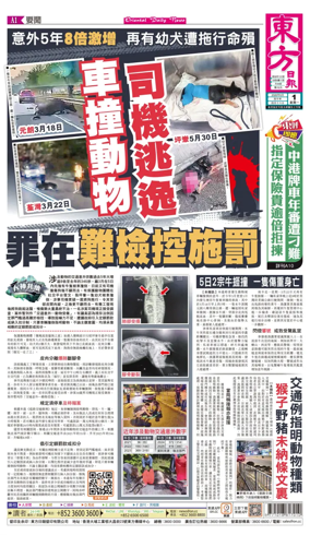 Cover of Oriental Daily News (HK)