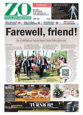 Cover of Zululand Observer - Monday