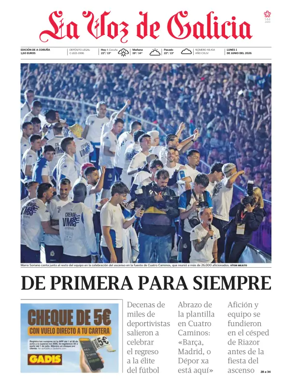 Cover of La Voz de Galicia (A Coruna)