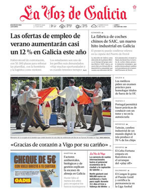 Cover of La Voz de Galicia (Vigo)