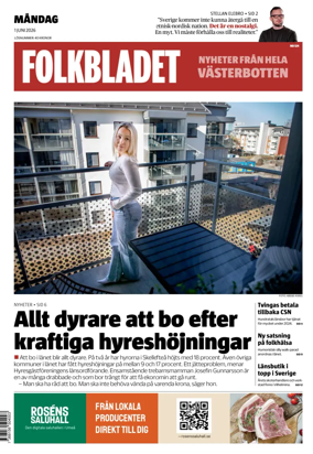 Cover of Folkbladet Vasterbotten