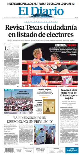 Cover of El Diario de El Paso