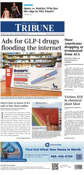 Cover of Great Falls Tribune