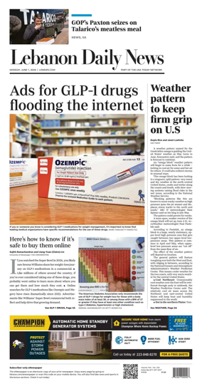 Cover of Lebanon Daily News