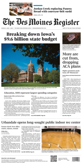 Cover of The Des Moines Register