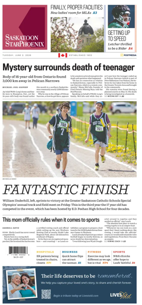 Cover of Saskatoon StarPhoenix