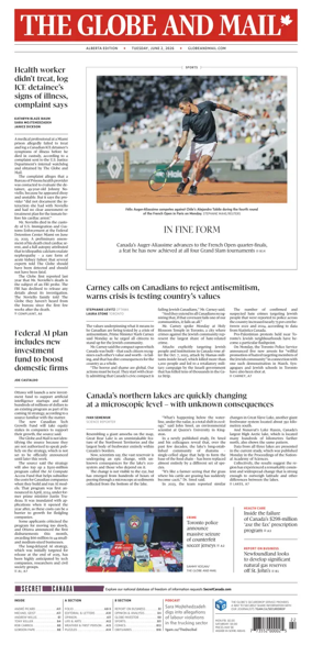 Cover of The Globe and Mail (Alberta Edition)