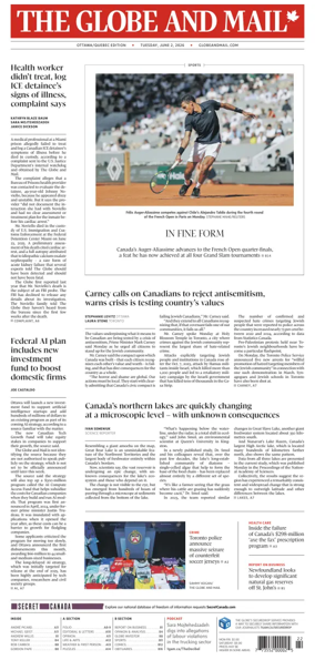 Cover of The Globe and Mail (Ottawa/Quebec Edition)