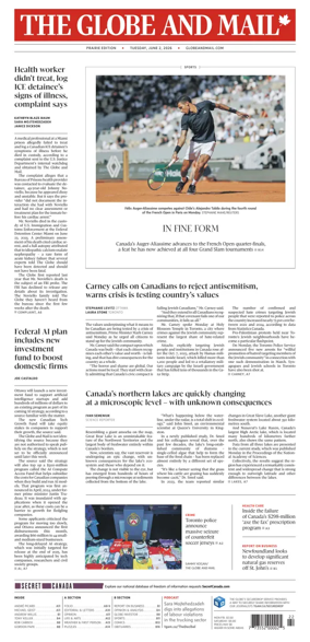 Cover of The Globe and Mail (Prairie Edition)