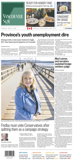 Cover of Vancouver Sun