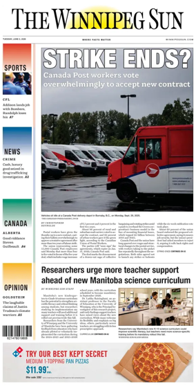 Cover of Winnipeg Sun