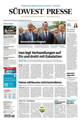 Cover of Sudwest Presse - Metzinger Uracher Volksblatt - Der Ermstalbote