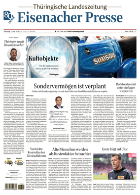 Cover of Thuringische Landeszeitung (Eisenach)