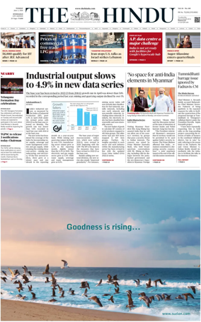 Cover of The Hindu (Hyderabad)