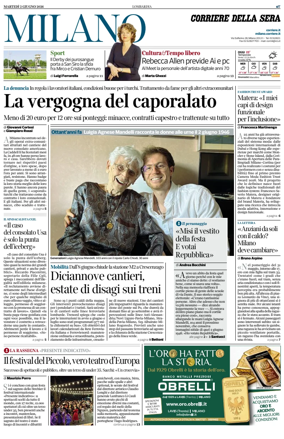 Cover of Corriere della Sera (Milano)