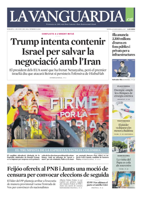 Cover of La Vanguardia (Catala)