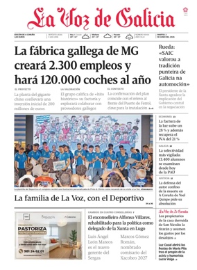 Cover of La Voz de Galicia (A Coruna)