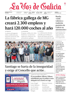 Cover of La Voz de Galicia (Santiago)