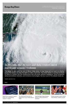 Cover of Tampa Bay Times TFP