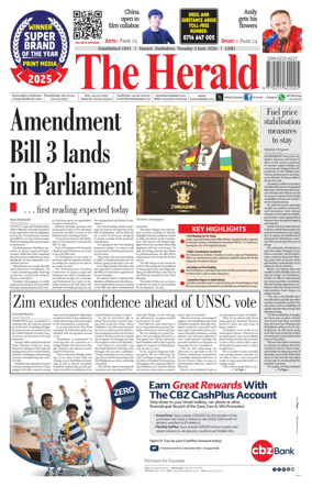 Cover of The Herald (Zimbabwe)